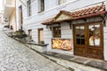 Sighnaghi, Georgia - June 10, 2016: Restaurant in Sighnaghi Signagi city in Kakheti region in Georgia with traditional Georgian