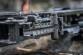 Sight of the AK 74 submachine gun, close-up Royalty Free Stock Photo