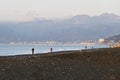 The sight of fishing. Surf casting on the beach. Royalty Free Stock Photo