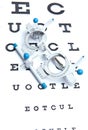 Sight measuring spectacles & eye chart Royalty Free Stock Photo