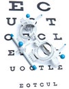 sight measuring spectacles & eye chart Royalty Free Stock Photo