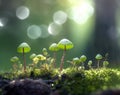 Seed of a tree sprouting in a forest