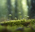 Seed of a tree sprouting in a forest