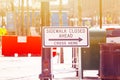 Sight sidewalk closed ahead cross here in Chicago Royalty Free Stock Photo