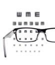 Sight test seen through eye glasses Royalty Free Stock Photo