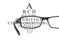 Sight test seen through eye glasses Royalty Free Stock Photo