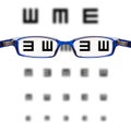 Sight test seen through eye glasses Royalty Free Stock Photo