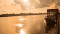 Sighting of fishing boats on the Kapuas river with sunset Royalty Free Stock Photo