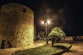 Sighting tower in old city wall in Alghero