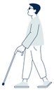 Sightless young man with walking cane. Blind person Royalty Free Stock Photo