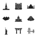 Sights of the countries of the world. Famous buildings and monuments of different countries and cities. Countries icon Royalty Free Stock Photo