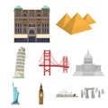 Famous buildings and monuments of different countries and cities.