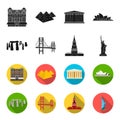 Sights of different countries black,flet icons in set collection for design. Famous building vector symbol stock web