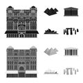 Sights of different countries black,monochrom icons in set collection for design. Famous building vector symbol stock