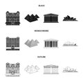 Sights of different countries black,monochrome,outline icons in set collection for design. Famous building vector symbol