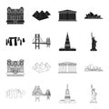 Sights of different countries black,outline icons in set collection for design. Famous building vector symbol stock web