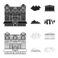 Sights of different countries black,outline icons in set collection for design. Famous building vector symbol stock web