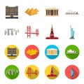 Sights of different countries cartoon,flat icons in set collection for design. Famous building vector symbol stock web