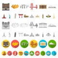 Sights of different countries cartoon icons in set collection for design. Famous building vector symbol stock web