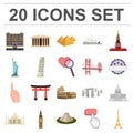 Sights of different countries cartoon icons in set collection for design. Famous building vector symbol stock web