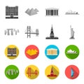 Sights of different countries monochrome,flat icons in set collection for design. Famous building vector symbol stock