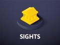 Sights isometric icon, isolated on color background Royalty Free Stock Photo