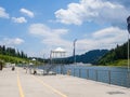 Empty Lake of Youth beach in Bukovel in summer Royalty Free Stock Photo