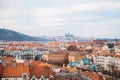 Beautiful view of the center of Prague - old buildings of the roof of red tiles Royalty Free Stock Photo