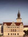 Sights Of Prague. The chapel of the tower of a European city. The facade