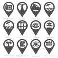 Sights Rio de Janeiro silhouette icon set