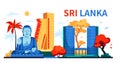 Sights of Sri Lanka - modern colored vector illustration Royalty Free Stock Photo