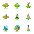 Sights of the town icons set, isometric style Royalty Free Stock Photo