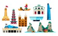 Sights of Vietnam - flat design style objects set