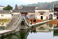 Sightseeing in the ancient water village Hongcun, China Royalty Free Stock Photo