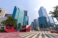 Sightseeing around Gangnam Station with skyscrapers in Seoul city