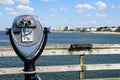 Sightseeing Binoculars on Ocean View Fishing Pier Royalty Free Stock Photo