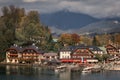 A sightseeing boat cruising on Konigssee King`s Lake Royalty Free Stock Photo