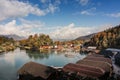 A sightseeing boat cruising on Konigssee Royalty Free Stock Photo