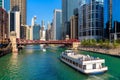 Sightseeing cruise at Chicago river Royalty Free Stock Photo