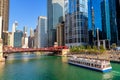 Sightseeing cruise at Chicago river Royalty Free Stock Photo