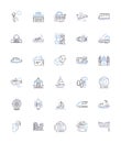 Sightseeing line icons collection. Landmarks, Monuments, Museums, Views, Scenery, Landscapes, Attractions vector and