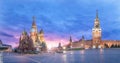 Panoramic view of Moscow Kremlin and Saint Basil`s Cathedral in Moscow, Russia Royalty Free Stock Photo