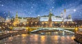 Sightseeing Of Moscow, Russia. Panoramic view of Moscow Kremlin and Moskva river Royalty Free Stock Photo