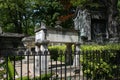 Sightseeing of Paris. Walking around old Paris. Tomb of famous people in Pere Lachaise Cemetery.