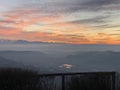 Sightseeing platform on Uetliberg Zurich Switzerland with a sunset and an Alp panorama and surrounding