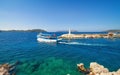 Sightseeing ship carries tourists on tour from Kas, Turkey to Greece