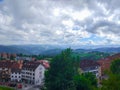 Sightseeing of Tineo, Asturias, Spain, a small town with cloudy Royalty Free Stock Photo