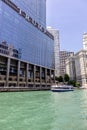 A sightseeing tour boat on the Chicago River Royalty Free Stock Photo