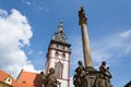 Sightseeing tower of the late gothic decanal Church of the Assumption of the Virgin Mary in Chomutov, Usti nad Labem region, Royalty Free Stock Photo