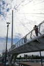 Sightseers on Bridge, Porto Mirabello Touristic Harbour, La Spezia, Liguria, Italy Royalty Free Stock Photo